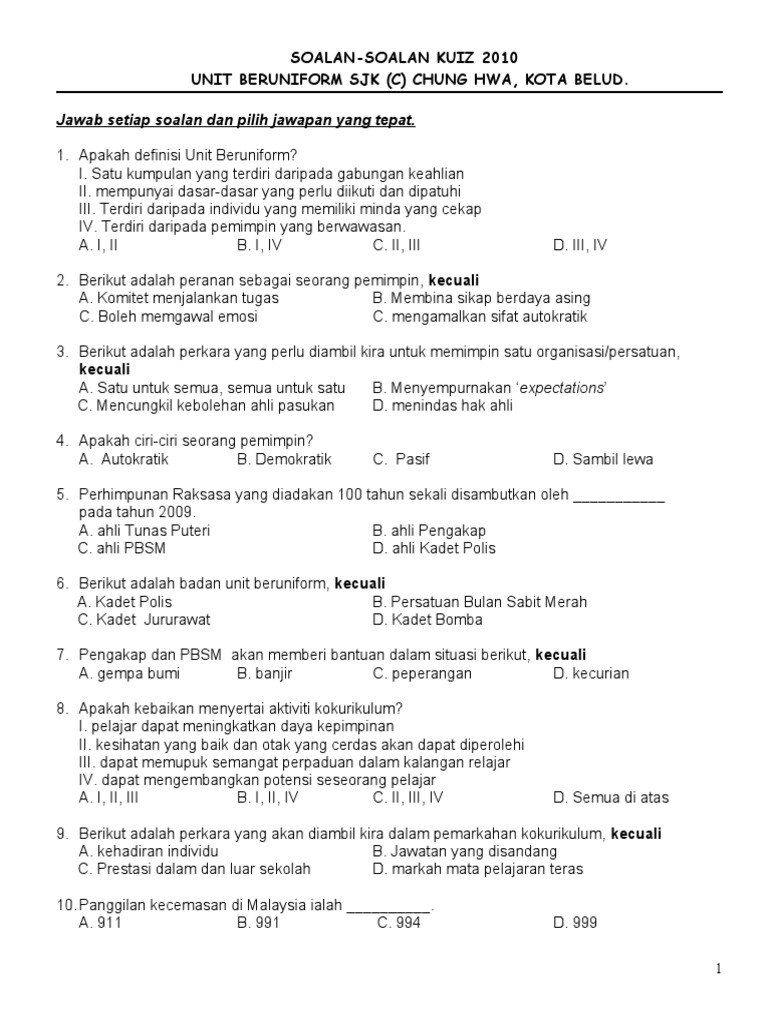 Soalan Quiz 2010 Pdf