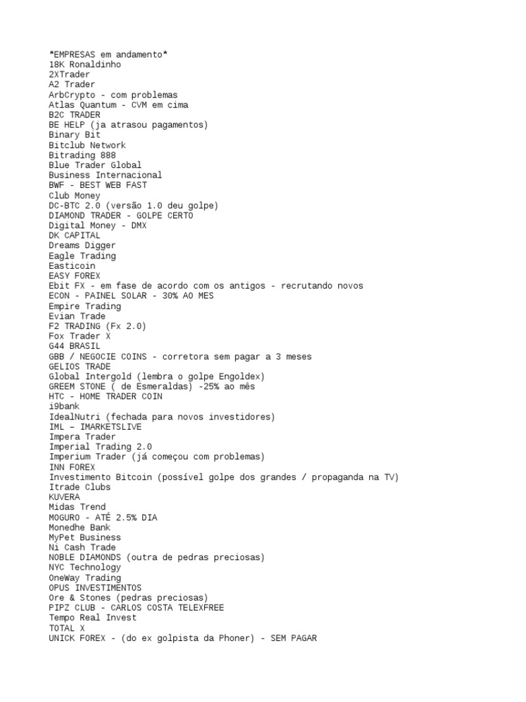 Black Lista Piramides | PDF | Mercado (economia) | Mercados financeiros