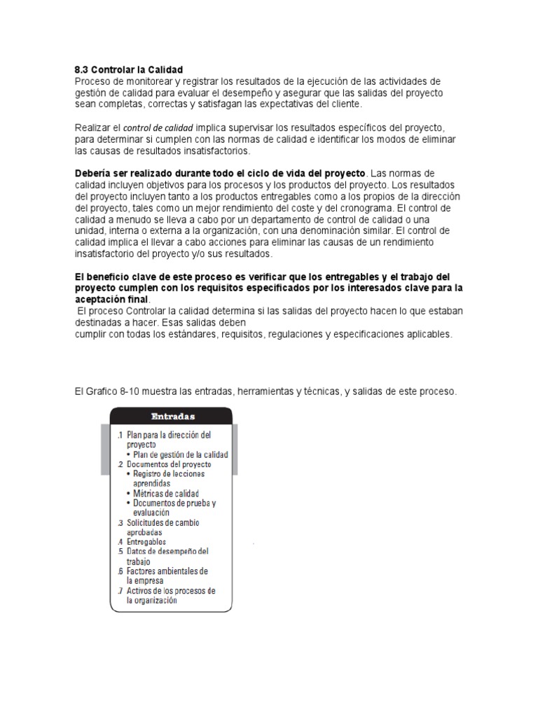 Control de Calidad en Proyectos | PDF | Gestión de la calidad | Calidad ...