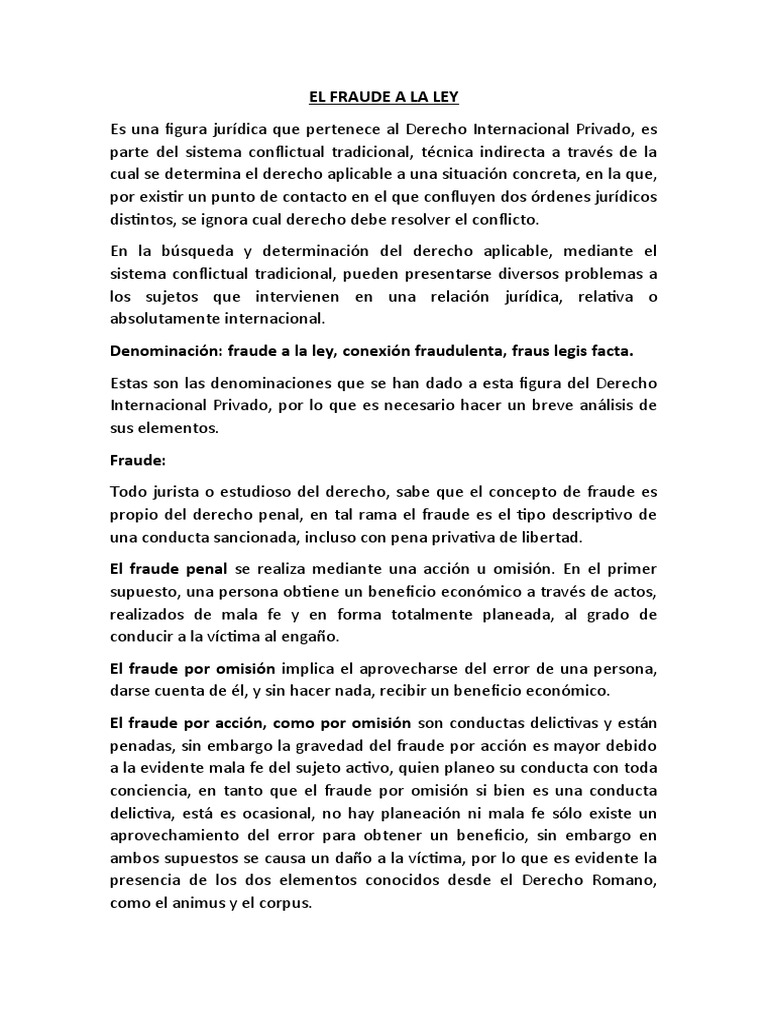 Fraude a la Ley en Derecho Internacional | PDF | Adopción | Derecho penal