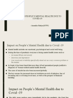 Impact On Peoples' Mental Health Covid 19