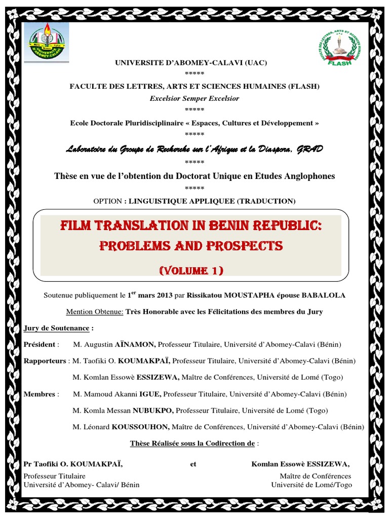 Thèse Volume 1 PDF | PDF | Academia | titres