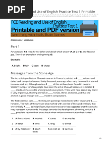 FCE Reading and Use of English Practice Test 1 Printable: Messages From The Stone Age