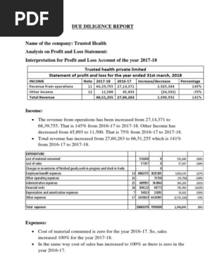 DUE DILIGENCE REPORT