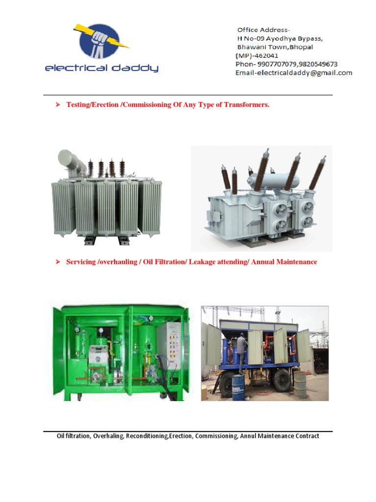 Testing/Erection /commissioning of Any Type of Transformers | PDF ...
