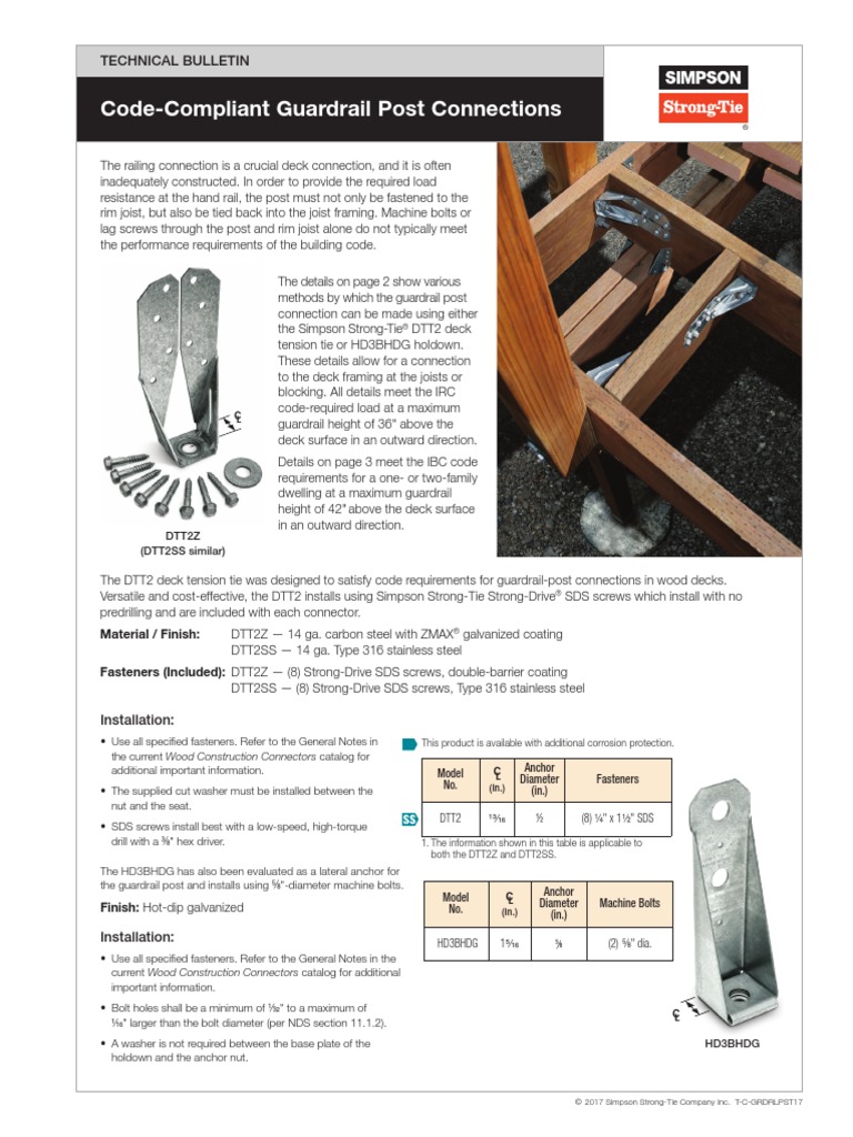 Code-Compliant Guardrail Post Connections: Technical Bulletin | PDF ...