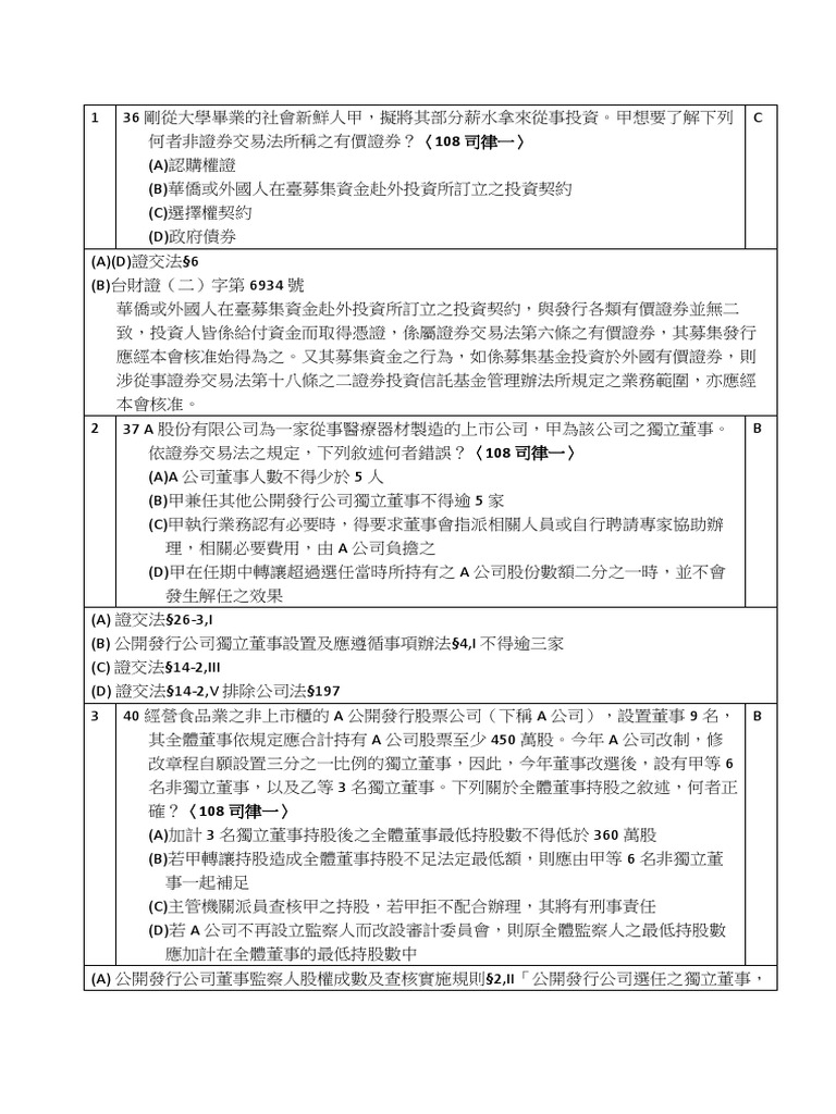 20200424期中考108 2證交選擇| PDF