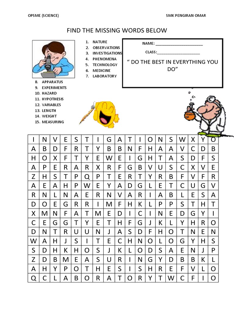 Find The Missing Words Below | PDF | Experiment | Science And Technology