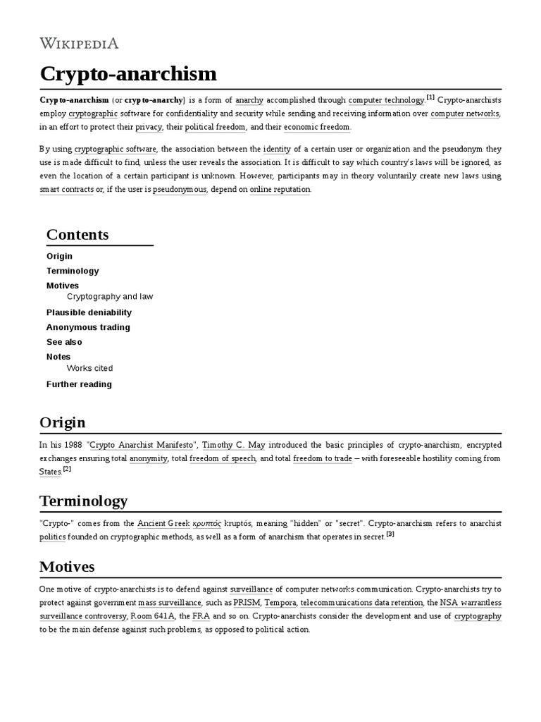 Crypto-Anarchism Explained | PDF | Military Communications | Computer  Security