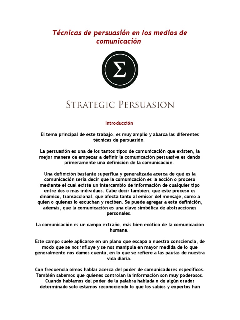 Técnicas de Persuasión en Los Medios de Comunicación | PDF | Persuasión ...