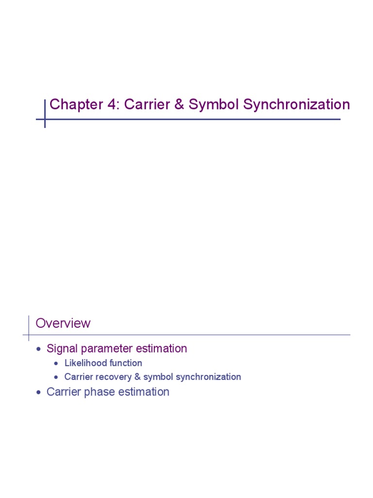 Chapter 4: Carrier & Symbol Synchronization | PDF | Detector (Radio ...