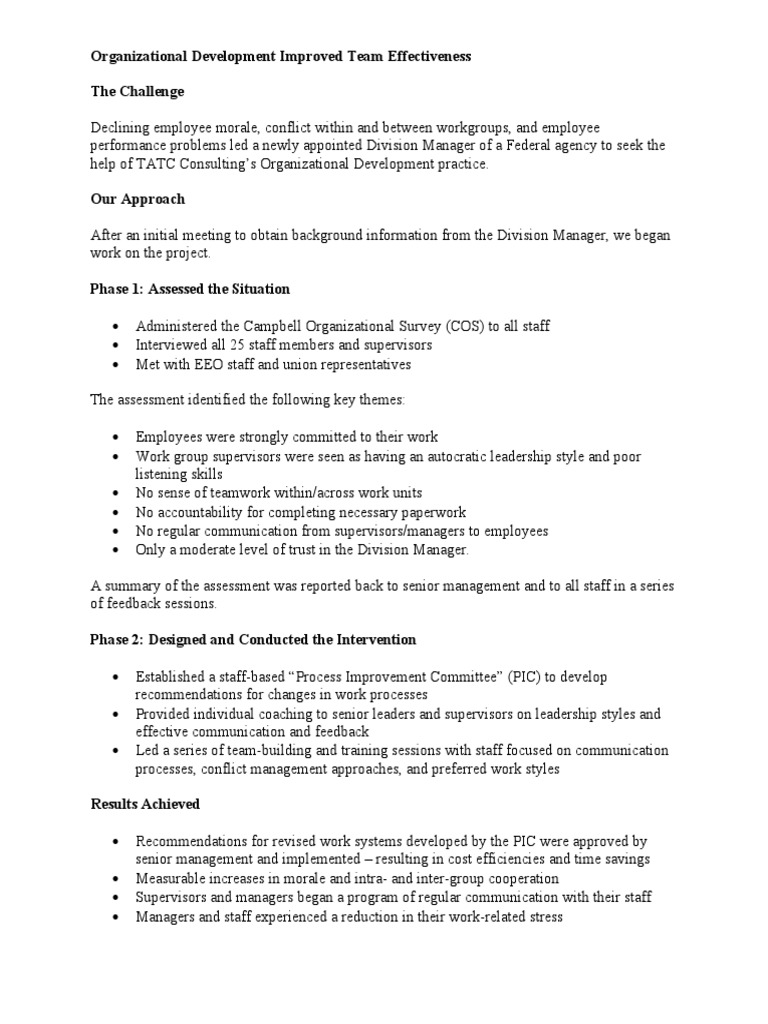 Enhancing Team Effectiveness Through OD | PDF | Organization ...