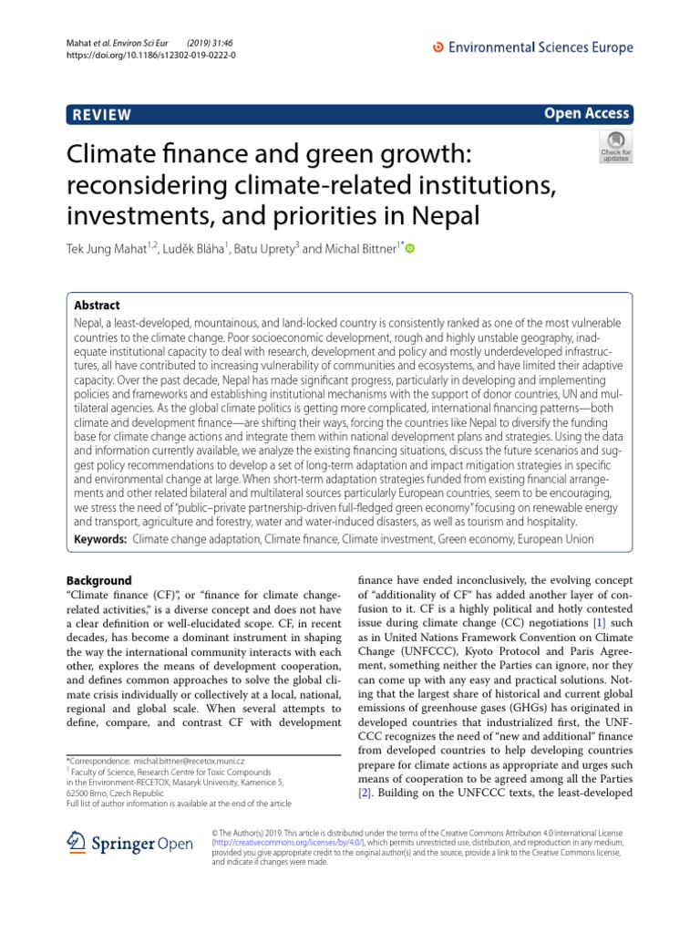 Climate Finance and Green Growth Reconsi PDF | PDF | Climate Change ...