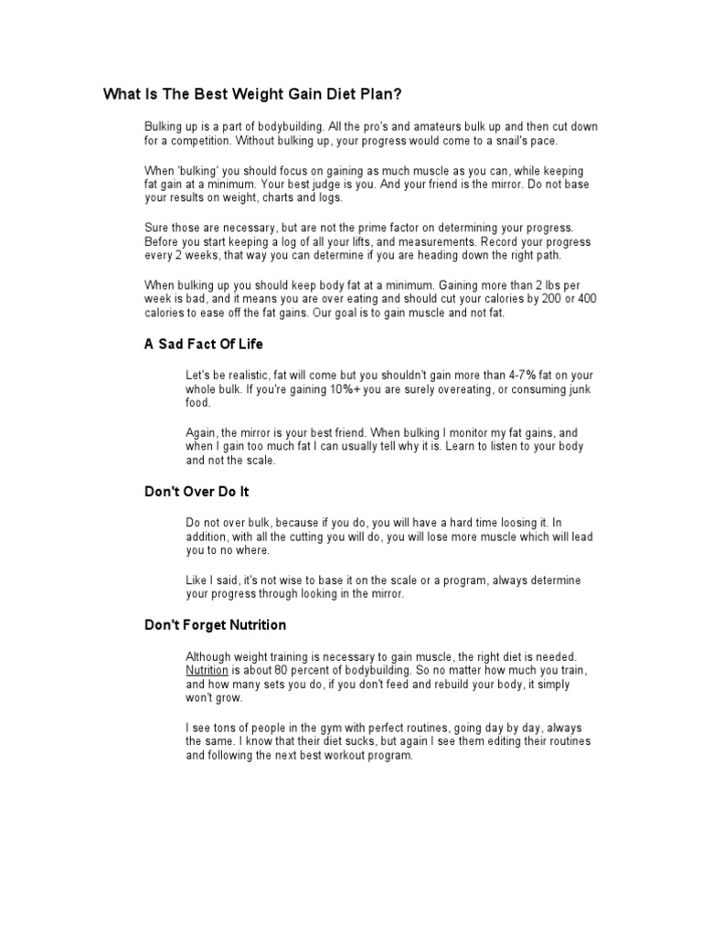 Weight Gain Diet Plan PDF Carbohydrates Meat