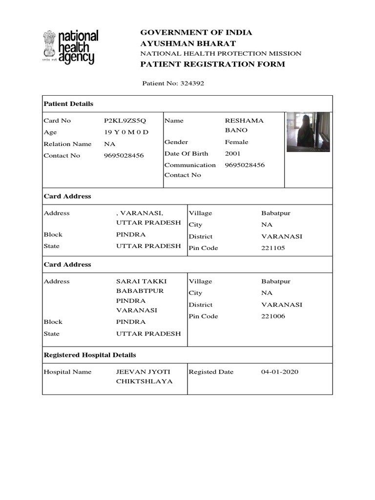 Patient Registration at Jeevan Jyoti | PDF