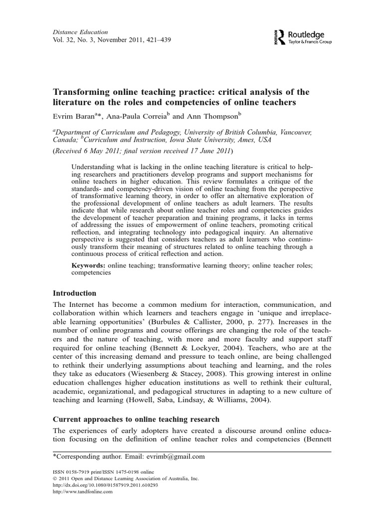 Transforming Online Teaching Practice CR PDF | PDF | Educational ...