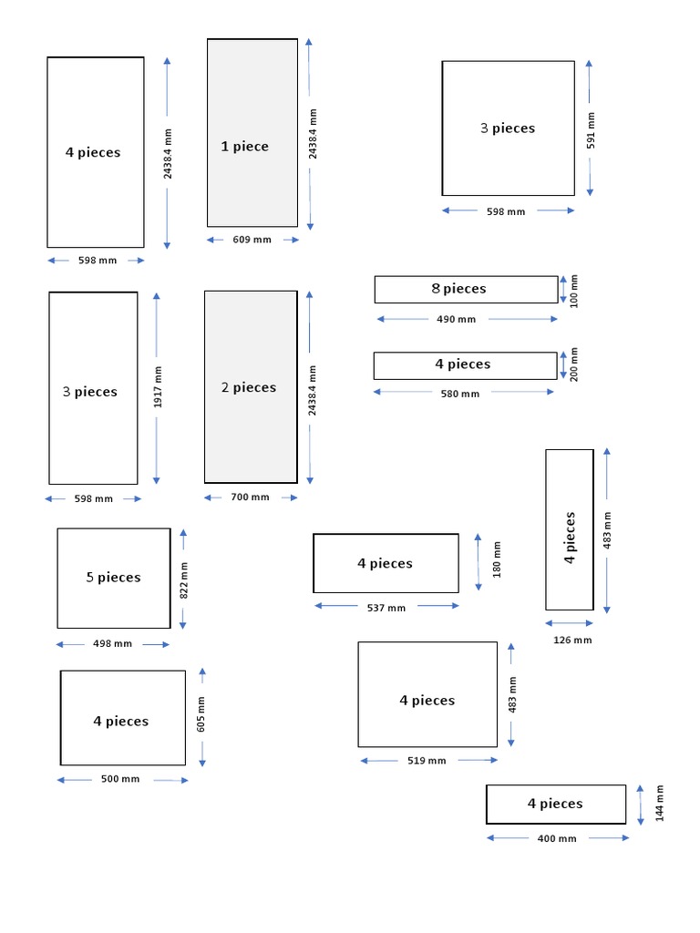 4 Pieces 3 Pieces 1 Piece: 598 MM 609 MM | PDF