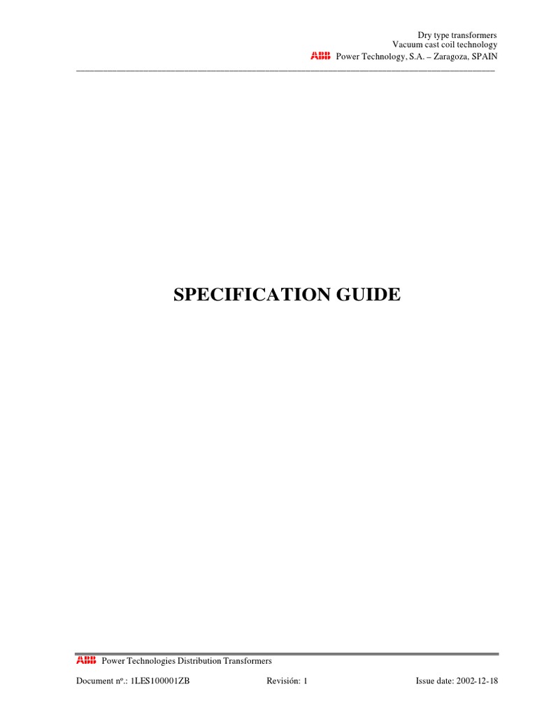 Dry Transformers Spec Guide | PDF | Transformer | Insulator (Electricity)
