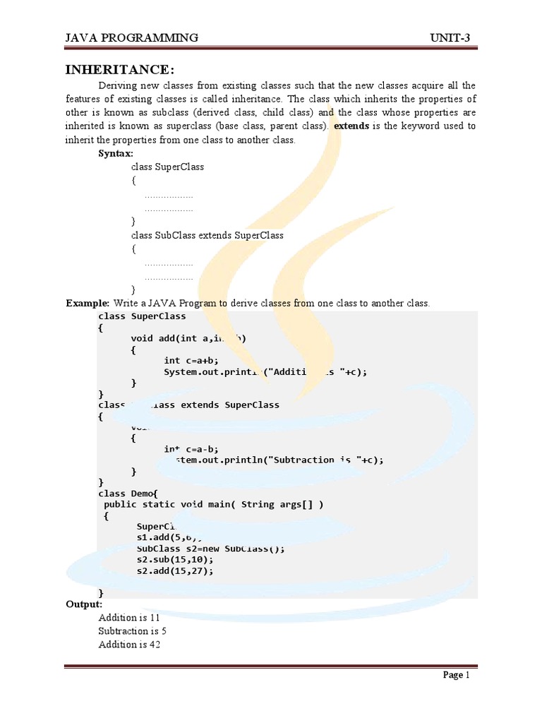Java Inheritance Concepts and Examples | PDF | Inheritance (Object ...