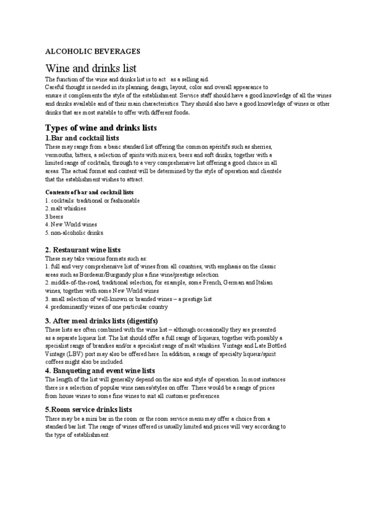 Alcoholic Beverages PDF Beer Wine