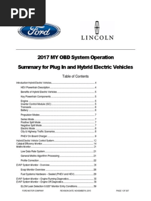 Fors My17 Obd System Operation Hybrid Electric Vehicle Hybrid Vehicle