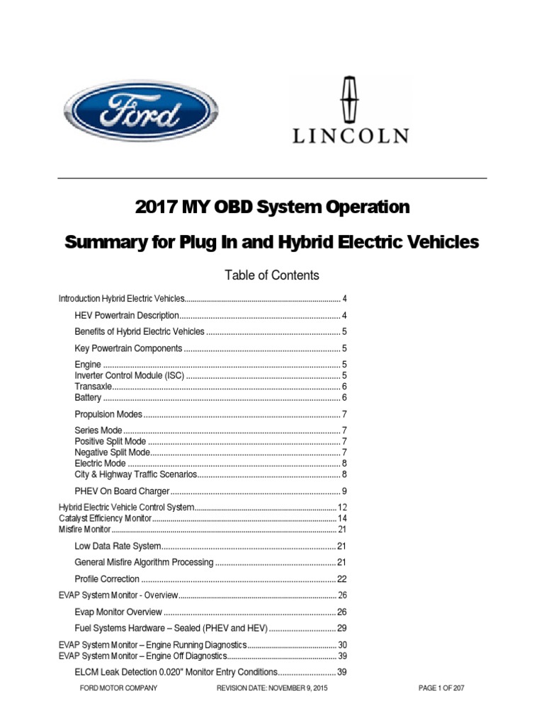 Fors My17 Obd System Operation Hybrid Electric Vehicle Hybrid Vehicle