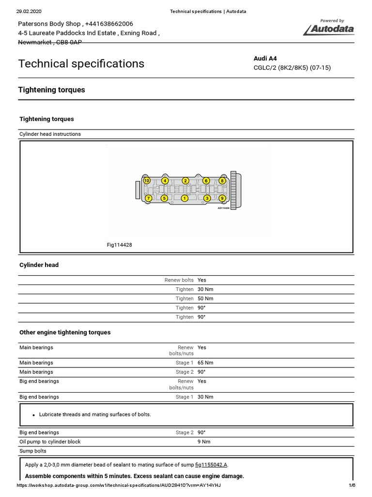 Technical Specifications - Autodata 01 | PDF | Fuel Injection | Nut ...