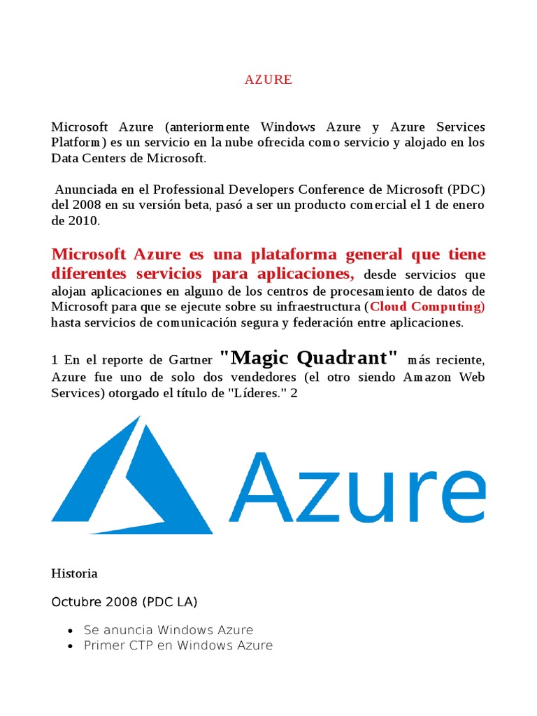 AZURE | Descargar gratis PDF | Microsoft Azure | Software del sistema