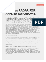 LIDAR vs RADAR for Applied Autonomy - Which Sensor is Best