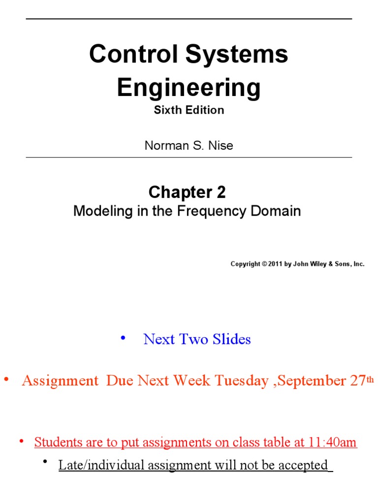 Control Systems Engineering: Modeling in The Frequency Domain | PDF ...