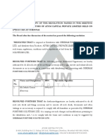 Atum Capital Board Resolution