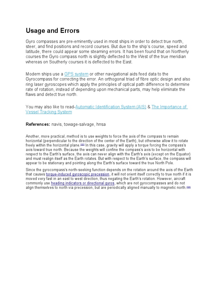 Gyro Compass Errors & Corrections PDF