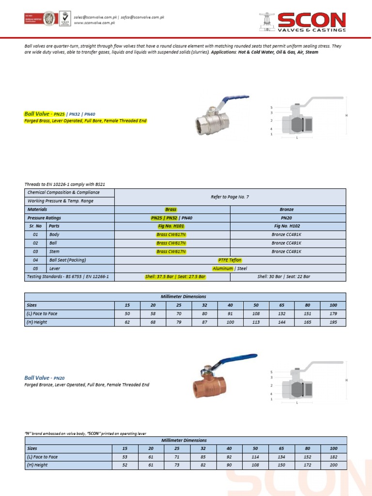 Ball Valve - : PN25 - PN32 - PN40 | PDF | Valve | Equipment