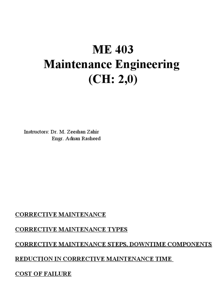 Lecture 9 Corrective Maintenance PDF Systems Engineering Business