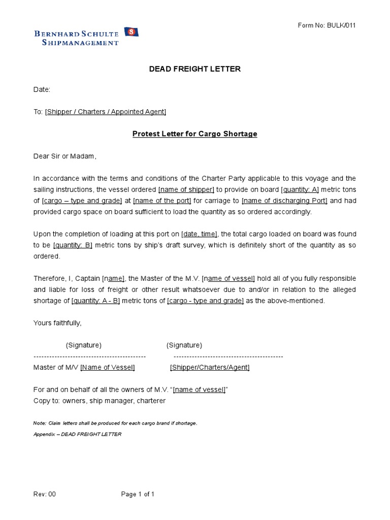Dead Freight Claim Letter Template | PDF | Business