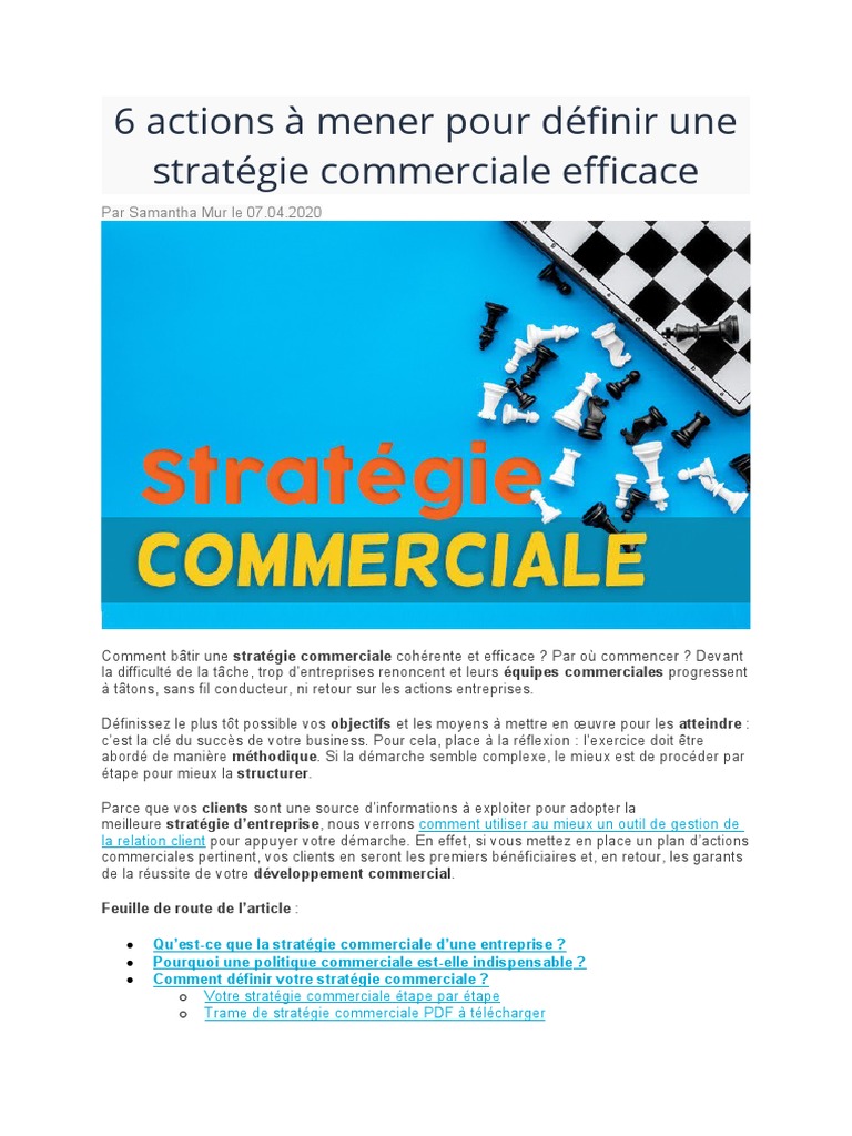 6 Actions À Mener Pour Définir Une Stratégie Commerciale Efficace | PDF ...