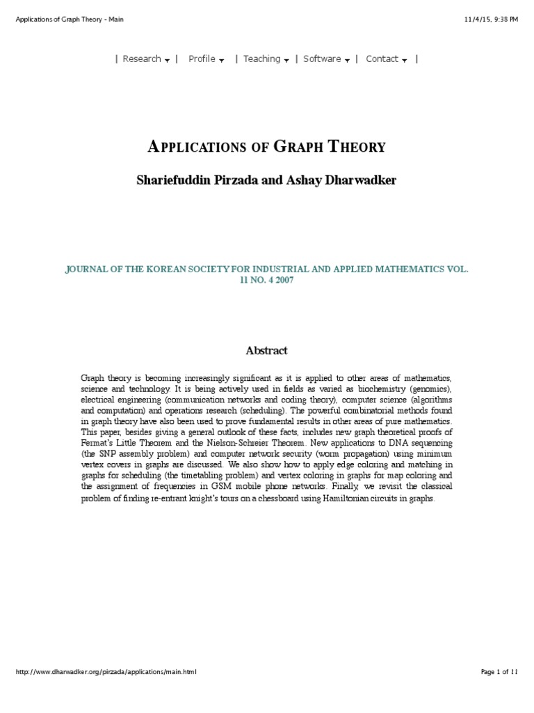 Applications of Graph Theory - Main | PDF | Single Nucleotide ...