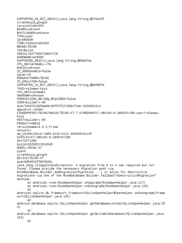 Tecno K7 Migration Error Details | PDF | Computing | Computing And ...