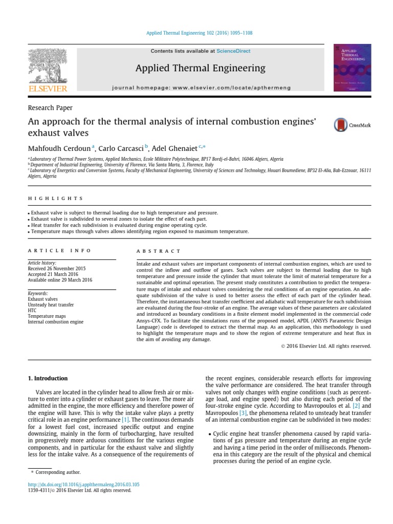 Thermal Analysis of Exhaust Valves | PDF | Fluid Dynamics | Heat Transfer