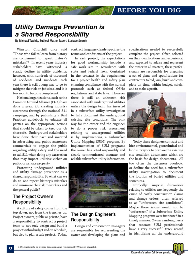 Utility Damage Prevention Is A Shared Responsibility Before You Dig