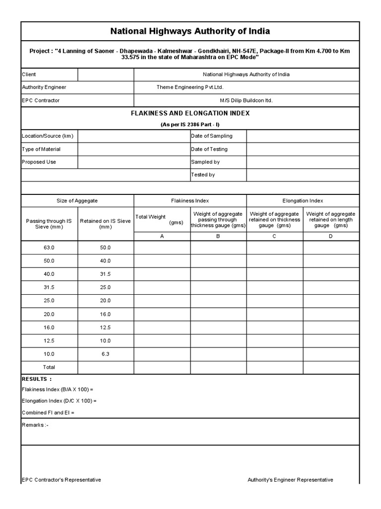 Flakiness & Elongation Index PDF Transport Nature