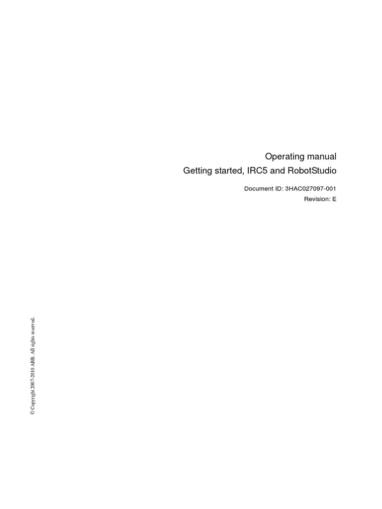 Operating Manual Getting Started Irc5 And Robotstudio Document Id 