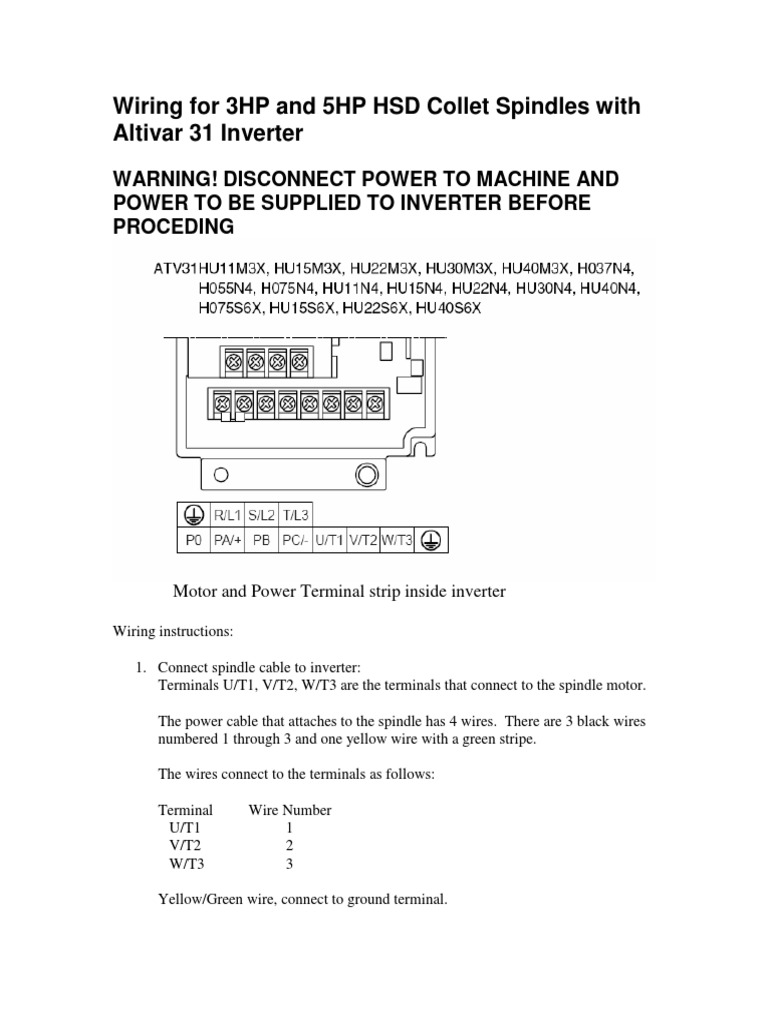 Wiring Guide for HSD Spindles | PDF | Power Inverter | Electrical Connector