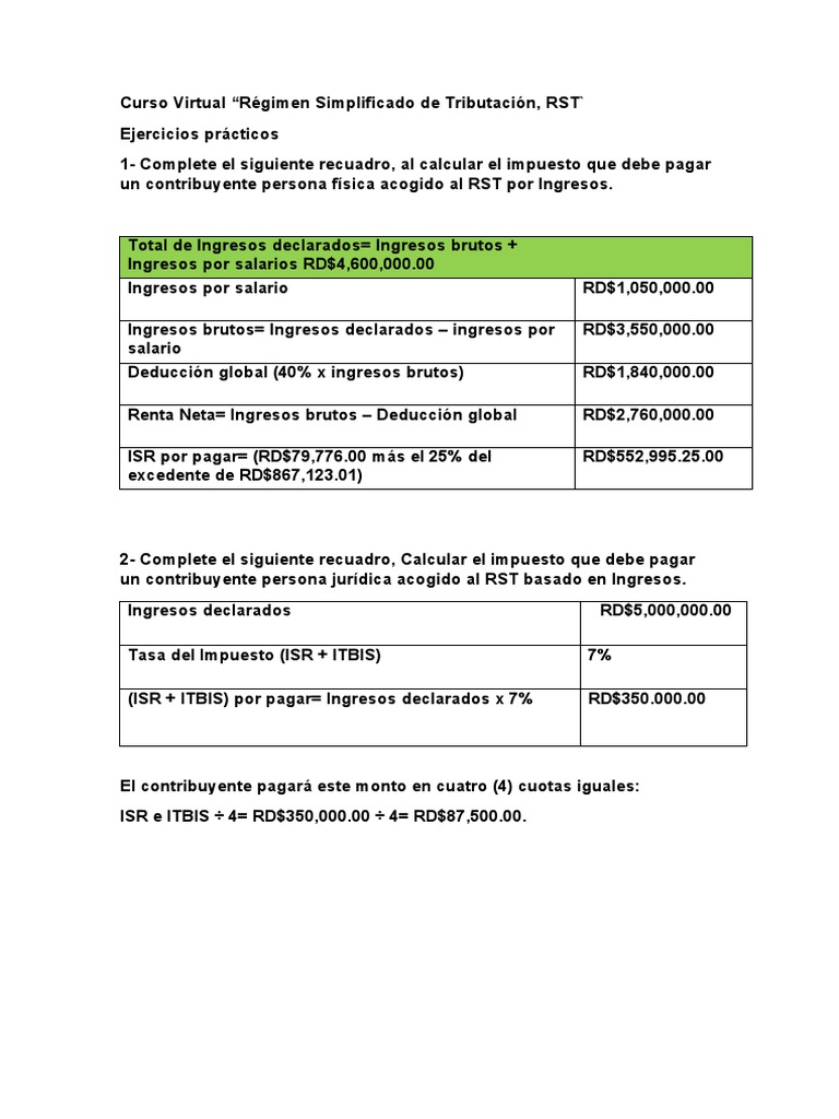 Curso Virtual sobre Régimen Simplificado RST | PDF | Impuesto sobre la ...