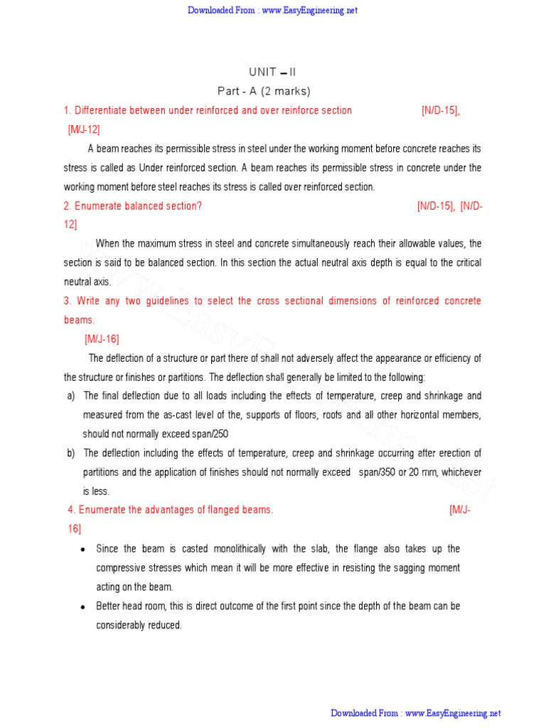 2 Marks Unit 2-3 PDF | PDF | Beam (Structure) | Bending