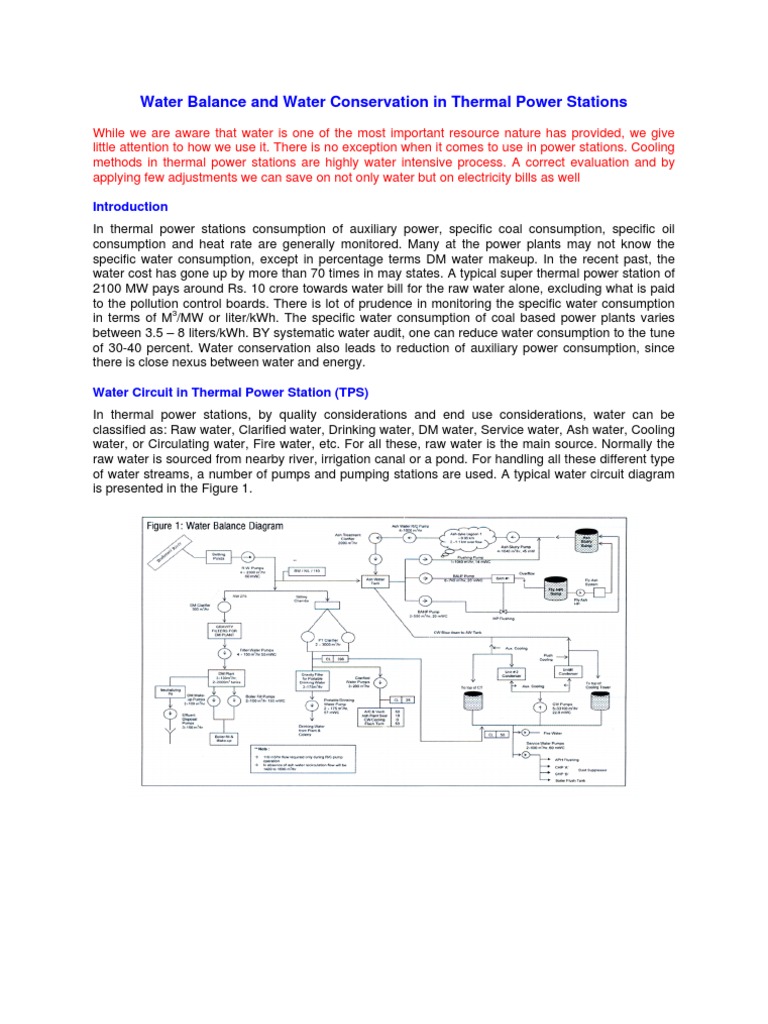Water Conservation in Thermal Power Plants | PDF | Power Station | Flow ...
