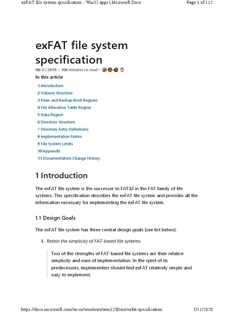 Exfat File System Specification: 1.1 Design Goals | PDF | File System ...
