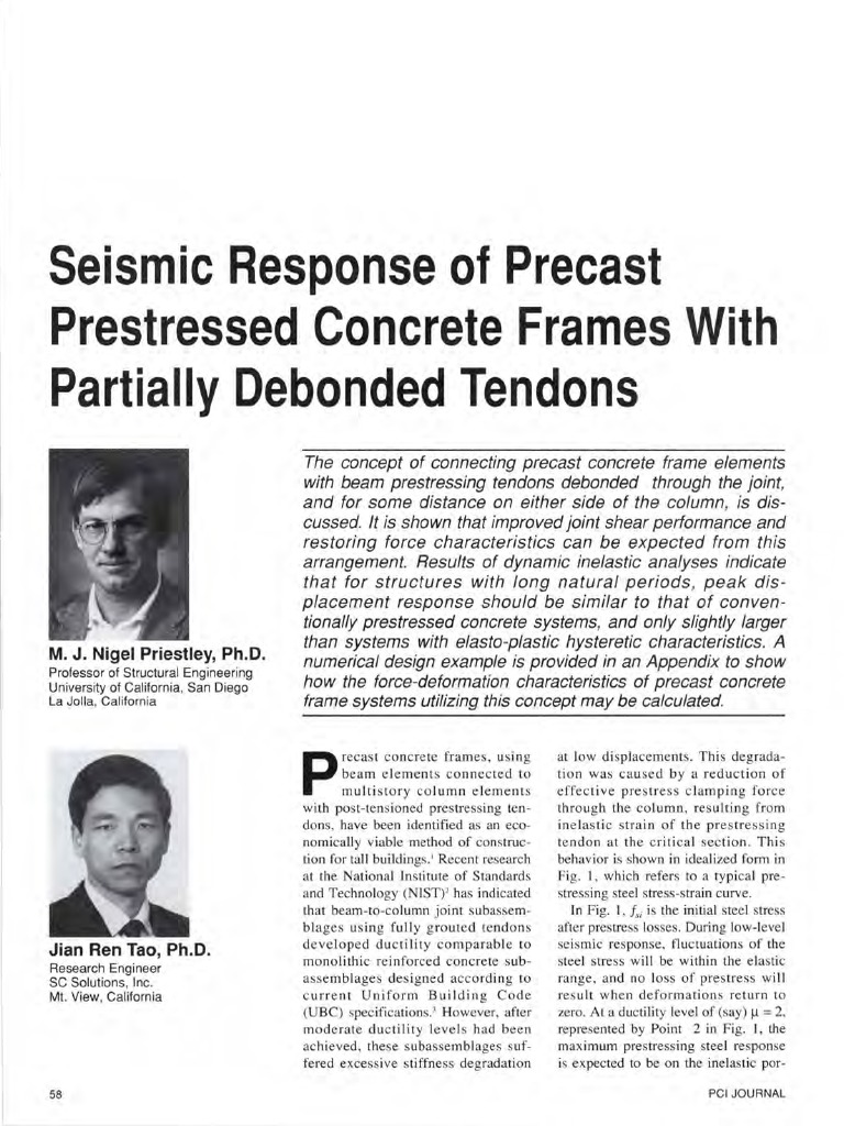 Seismic Response of Precast Concrete Frames | PDF | Deformation ...