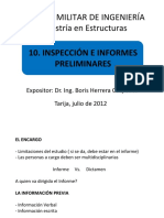 10. INSPECCIÓN E INFORMES PRELIMINARES