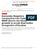Karnataka Bengaluru Coronavirus Live Updates: BBMP Directs City Burial Grounds To Accept Dead Bodies Irrespective of Location